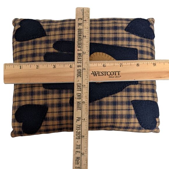 Small decorative cocalico gingham checkered hearts friendship pillow - Picture 3 of 5